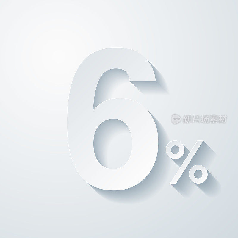 6% - 6%。空白背景上剪纸效果的图标